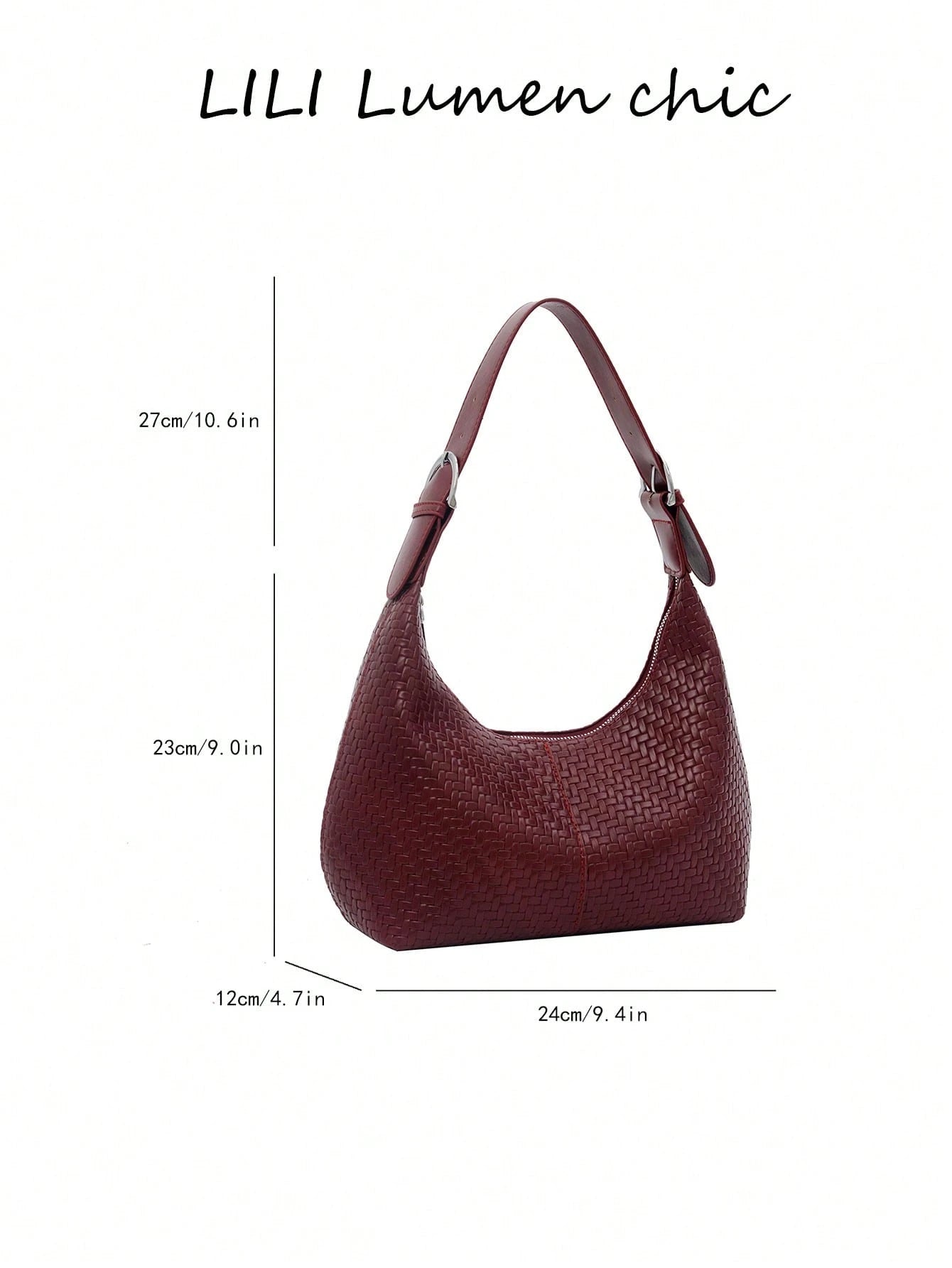 Woven Texture Decorative Durable Leather Fabric Zipper Closure Portable Underarm Bag Women's Daily Commute Outing Date Versatile Handbag Shoulder Bag