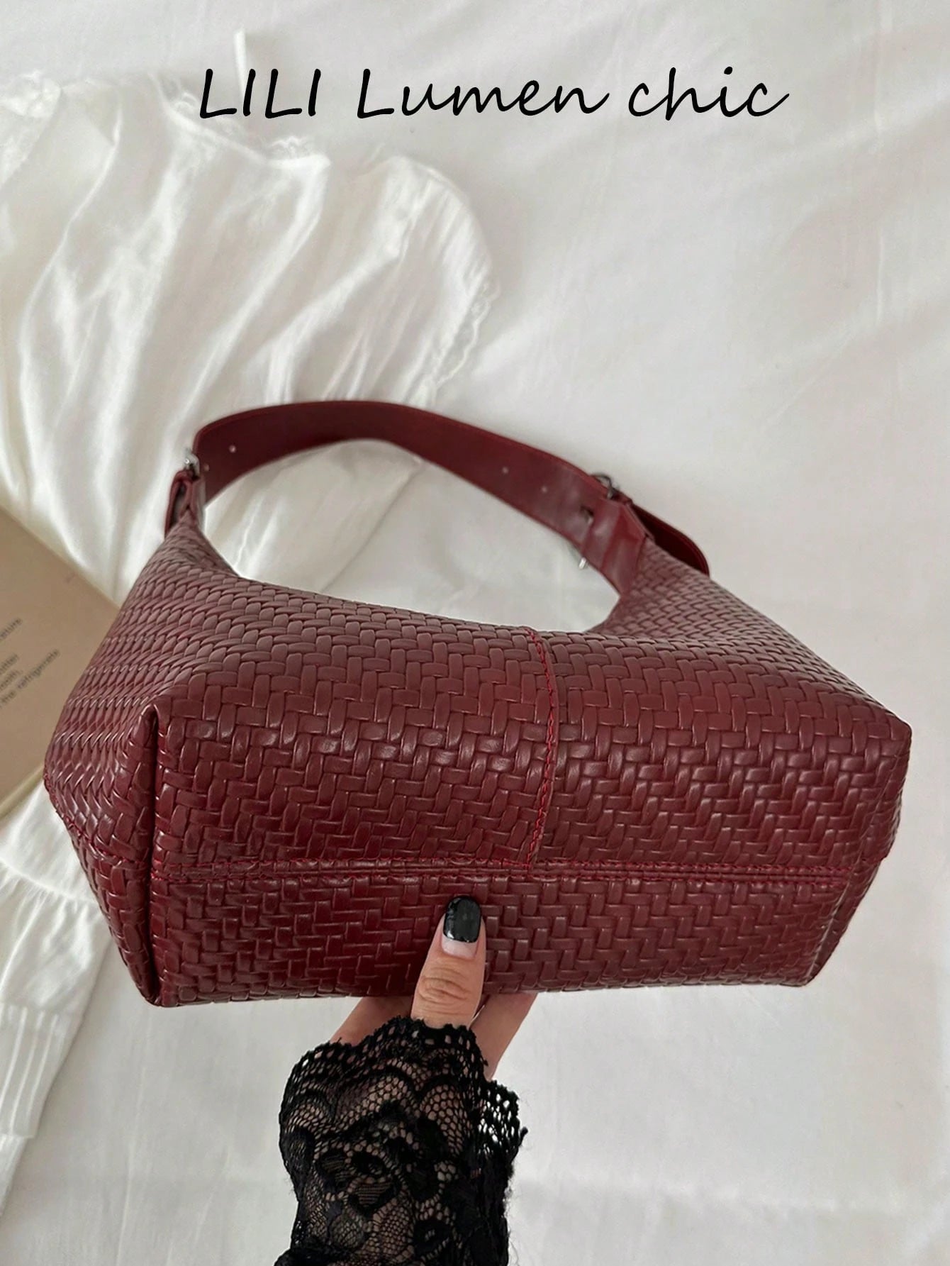 Woven Texture Decorative Durable Leather Fabric Zipper Closure Portable Underarm Bag Women's Daily Commute Outing Date Versatile Handbag Shoulder Bag