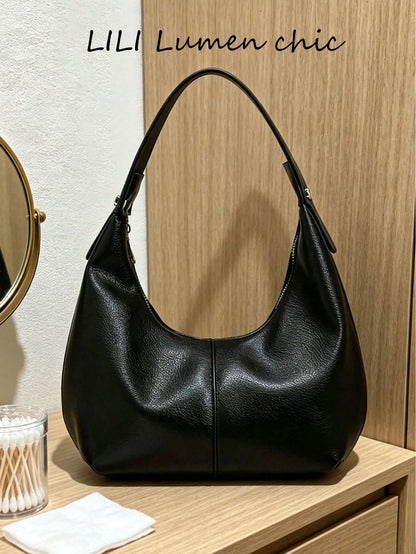 Woven Texture Decorative Durable Leather Fabric Zipper Closure Portable Underarm Bag Women's Daily Commute Outing Date Versatile Handbag Shoulder Bag