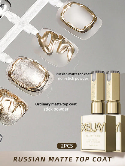 XEIJAYI 2Pcs 15ml Rubbian Matte Tap Coat For Nails,Long Lasting Clear Rubber Coat LED UV Strengthen Nails High Gloss Top Finish Gel Nail Polish
