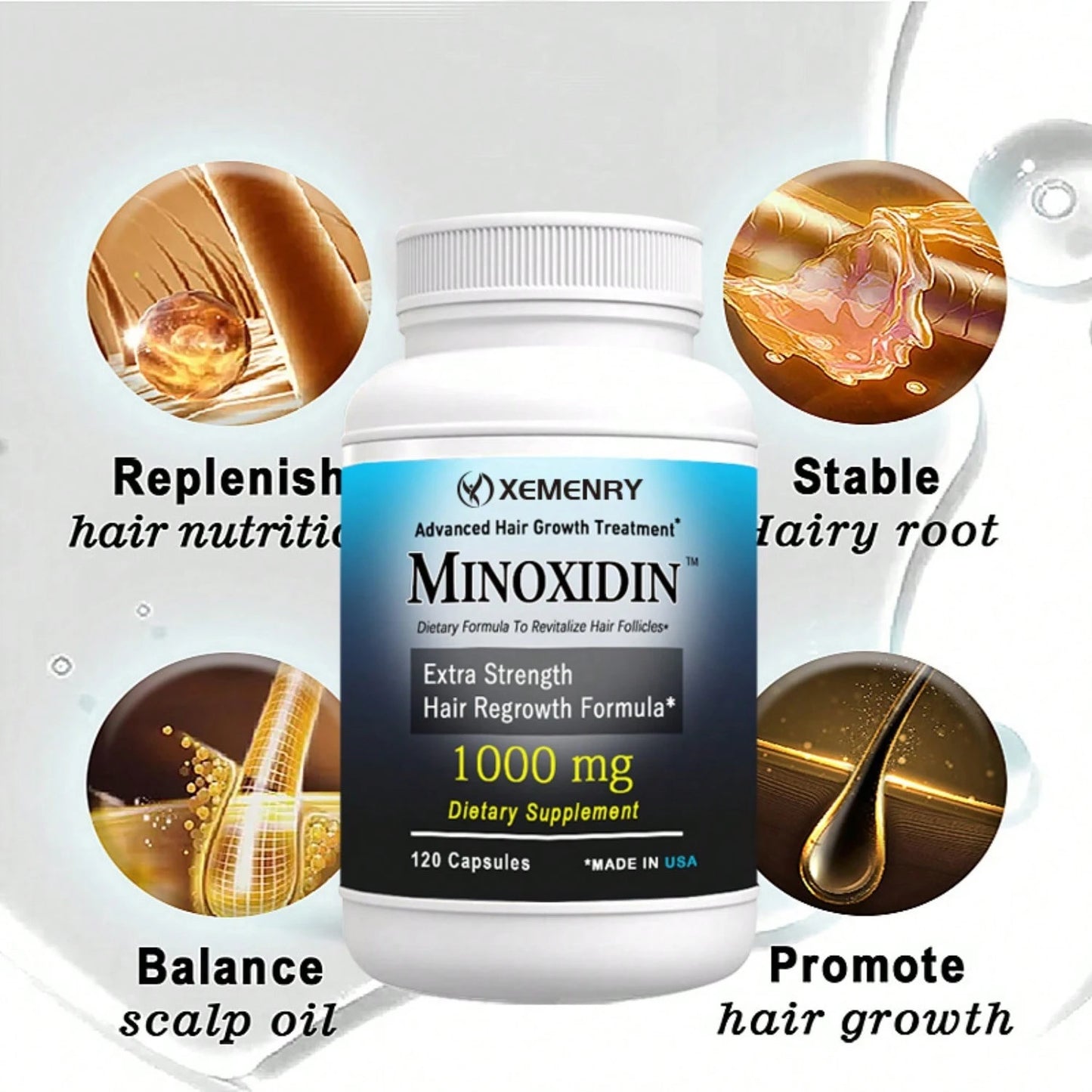 XEMENRY Minnoxidin- Extra Strength Hair Regrowth Formula,Prevent Hair Loss, Repair Hair, Help Promote Hair Follicle Activity- 120pcs