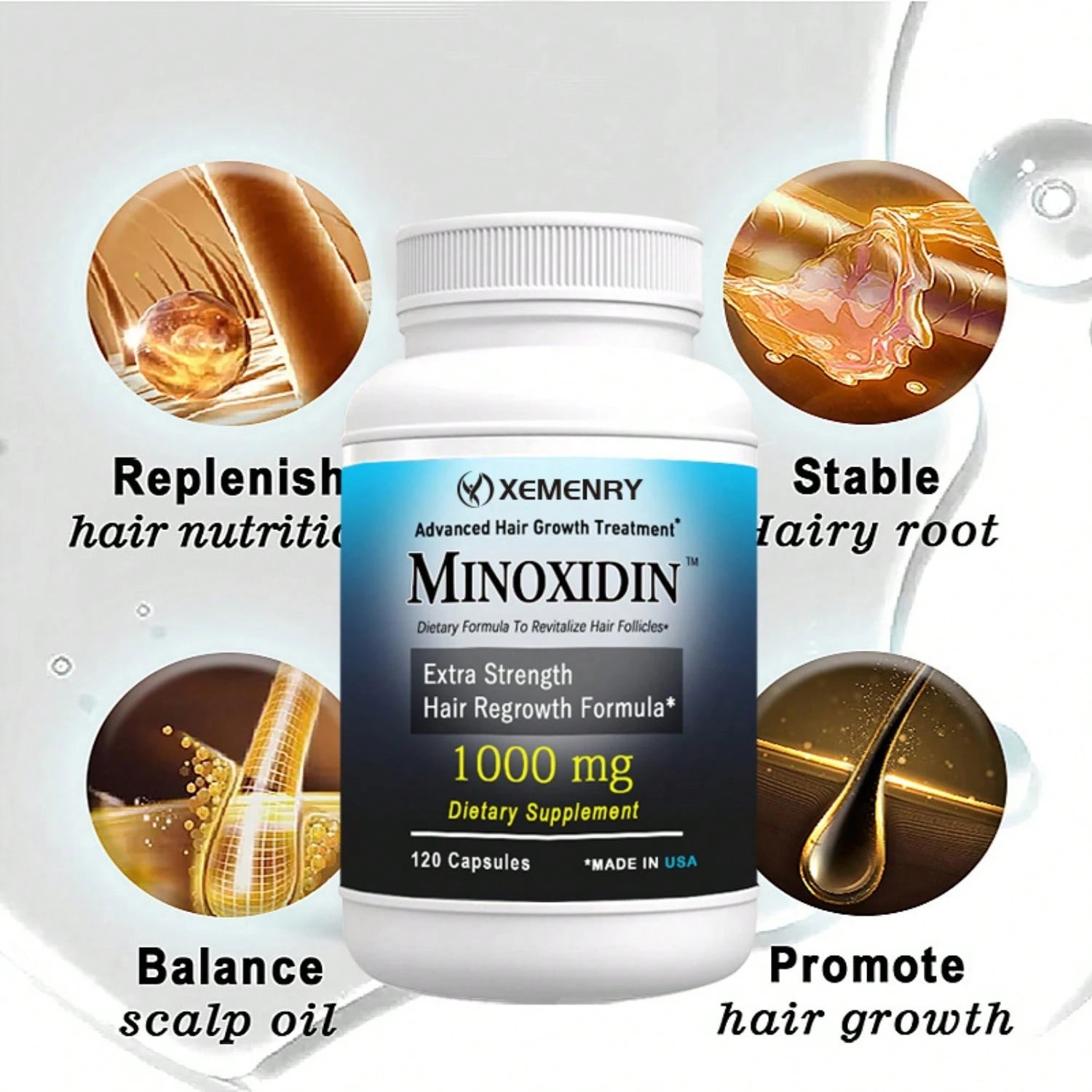 XEMENRY Minnoxidin- Extra Strength Hair Regrowth Formula,Prevent Hair Loss, Repair Hair, Help Promote Hair Follicle Activity- 120pcs