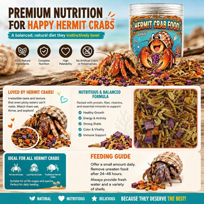 Xixisusu Freeze-Dried Hermit Crab Food Blend- Complete Diet With Real Fruits, Veggies, Shrimp &Amp; Mealworms, High-Protein Formula, 6 Ounce Jar