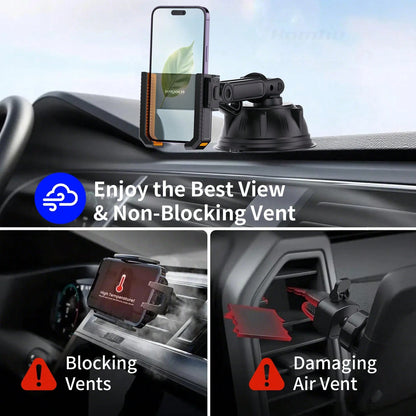 xnyocn Universal Strong Suction Cup Car Phone Mount For Dashboard And Windshield-Car, Desk, And Wall Mount With Strong Suction And Memory Lock
