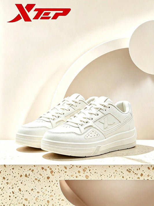 XTEP--Skate Shoes Summer Casual Shoes Sports Shoes Women's Shoes Thick Sole White Sneakers Canvas White