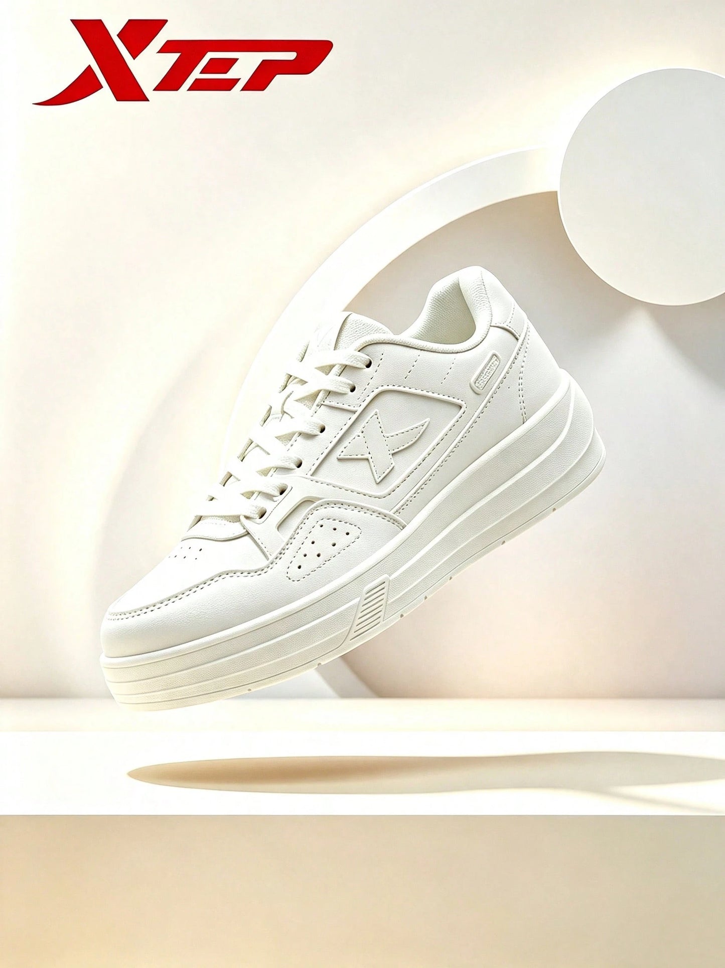 XTEP--Skate Shoes Summer Casual Shoes Sports Shoes Women's Shoes Thick Sole White Sneakers Canvas White