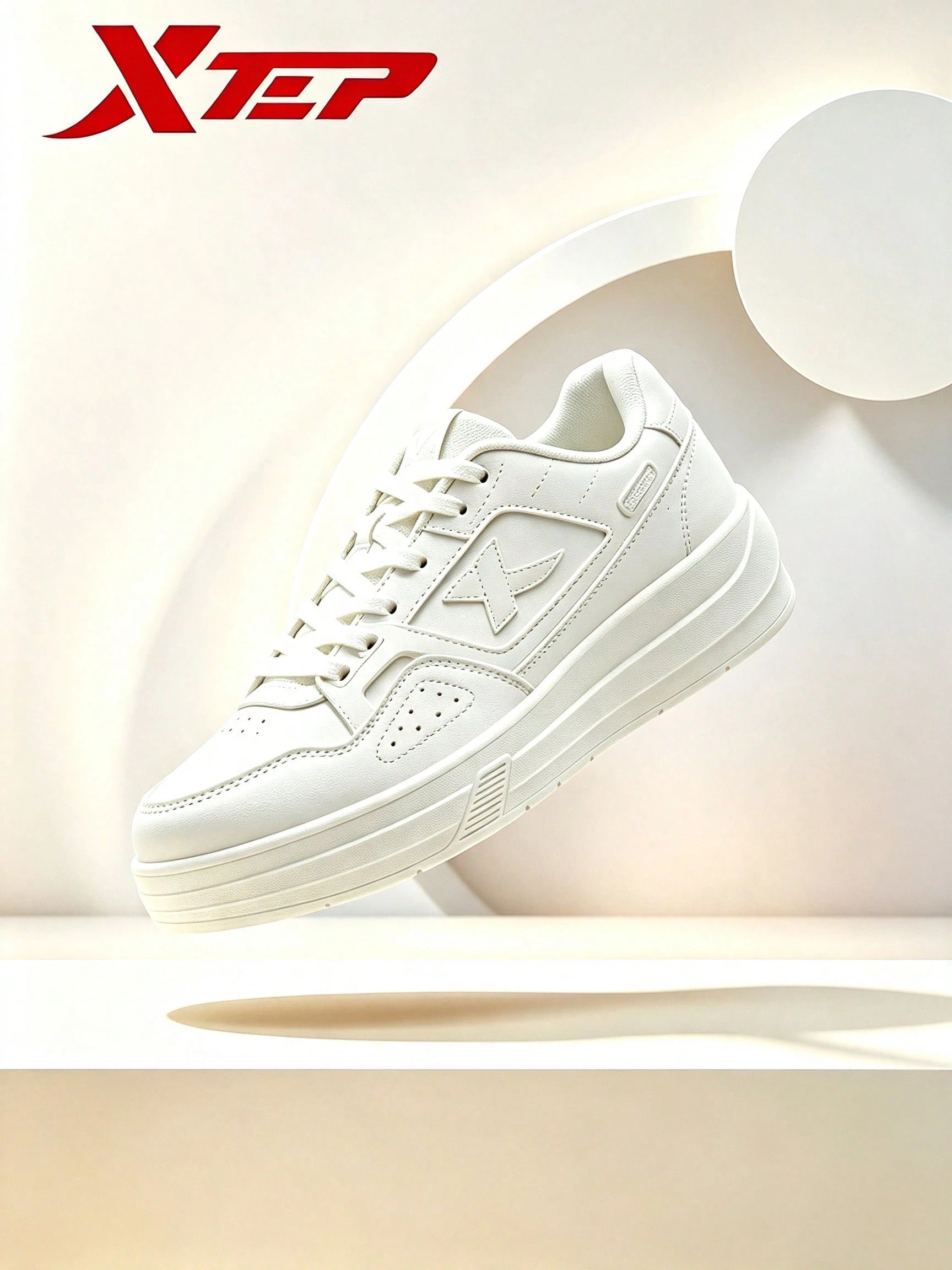 XTEP--Skate Shoes Summer Casual Shoes Sports Shoes Women's Shoes Thick Sole White Sneakers Canvas White