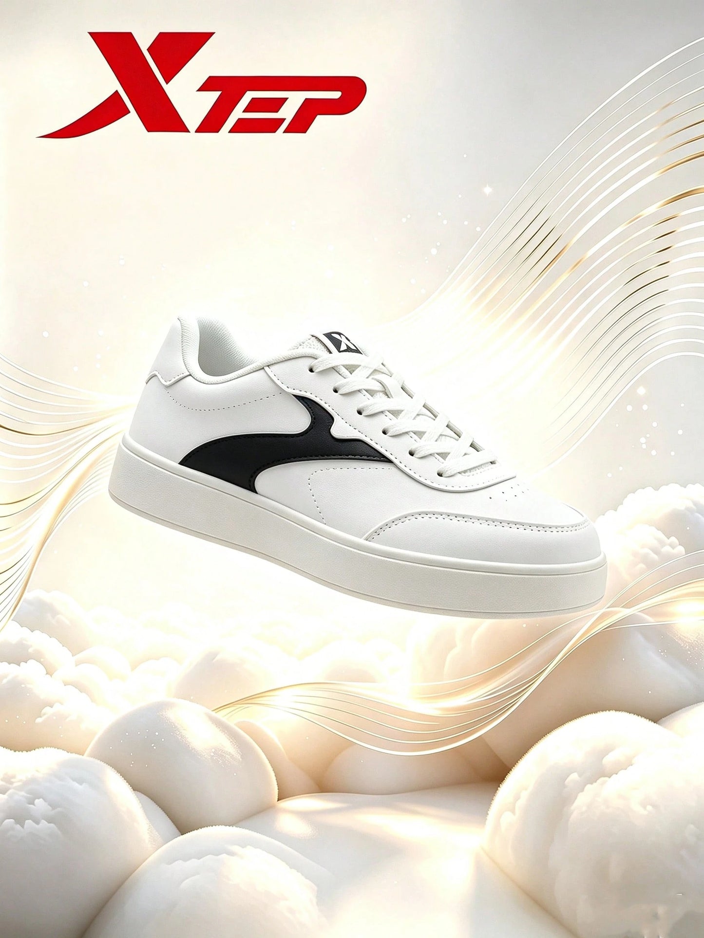 XTEP Skateboard Shoes XTEP German Training Shoes Men's Summer New Retro Casual Sports Shoes Versatile Couple Skateboard Shoes Men's White Shoes Canvas White/Black