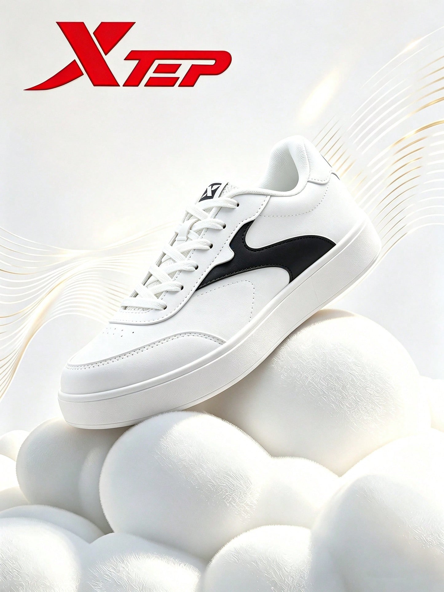 XTEP Skateboard Shoes XTEP German Training Shoes Men's Summer New Retro Casual Sports Shoes Versatile Couple Skateboard Shoes Men's White Shoes Canvas White/Black