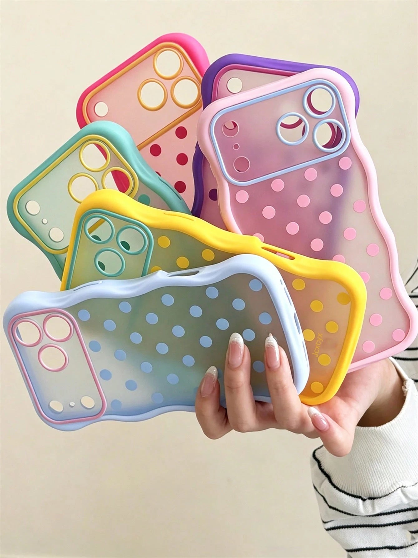 Y2K Cute Polka Dot Dopamine Colorful Wave Design Phone Case, Compatible With IPhone 17 Pro Max 17 Pro 17 16 Pro Max 16 Pro 16 15 Pro Max 15 Pro 14 Pro Max 14 Pro 13 12 11, Cute Matte Translucent Back