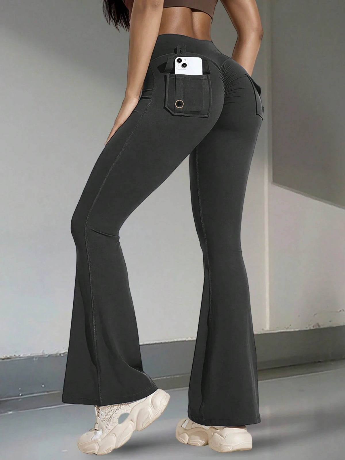 Y2K High Stretch Butt Lifting Cargo Pants, With Pockets Fall