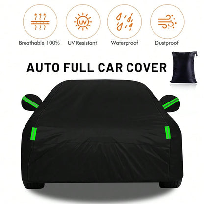 YL Premium Black Car Cover With Reflective Strips,Dustproof & Scratch Resistant Heavy-Duty 190T Fabric For Sedans,High Quality, Hatchbacks, SUVs