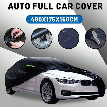 YL Premium Black Car Cover With Reflective Strips,Dustproof & Scratch Resistant Heavy-Duty 190T Fabric For Sedans,High Quality, Hatchbacks, SUVs