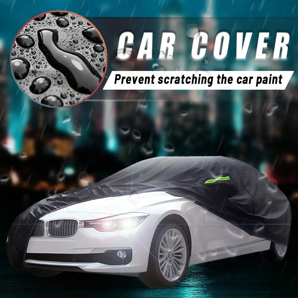 YL Premium Black Car Cover With Reflective Strips,Dustproof & Scratch Resistant Heavy-Duty 190T Fabric For Sedans,High Quality, Hatchbacks, SUVs