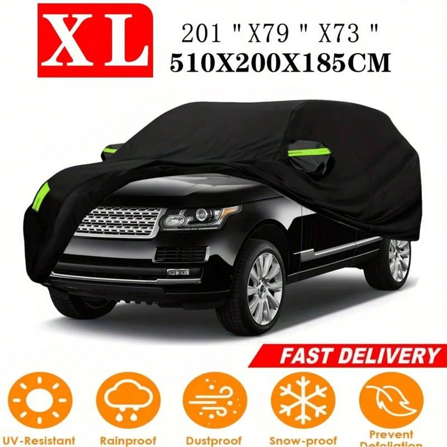 YL Premium Black Car Cover With Reflective Strips,Dustproof & Scratch Resistant Heavy-Duty 190T Fabric For Sedans,High Quality, Hatchbacks, SUVs
