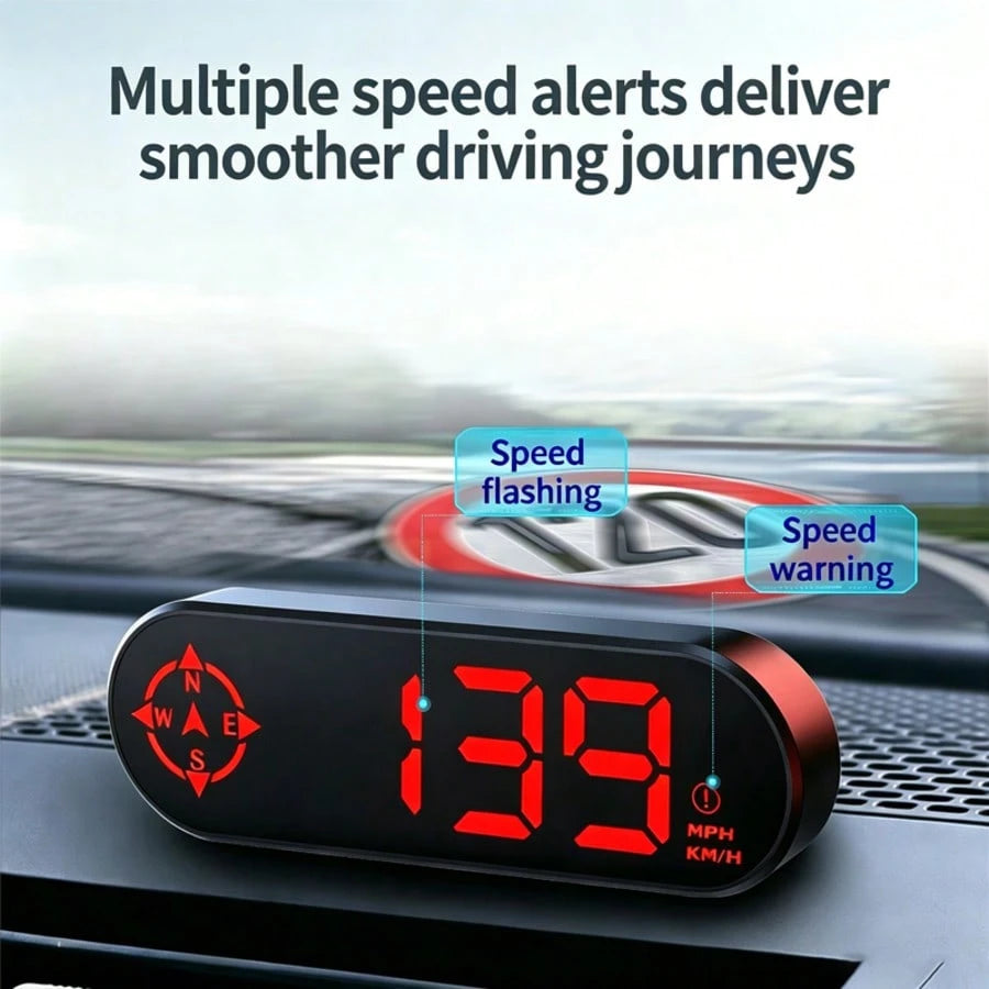 YNF GPS Head-Up Display Car Speedometer, Smart Digital Speedometer With KMH/MPH Switch, Windshield Projection, Real-Time Speed, Driving Direction, Time, Trip Distance, Overspeed Alarm, Multi-Color Dis