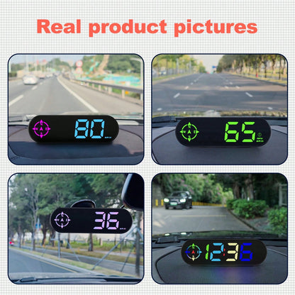 YNF GPS Head-Up Display Car Speedometer, Smart Digital Speedometer With KMH/MPH Switch, Windshield Projection, Real-Time Speed, Driving Direction, Time, Trip Distance, Overspeed Alarm, Multi-Color Dis