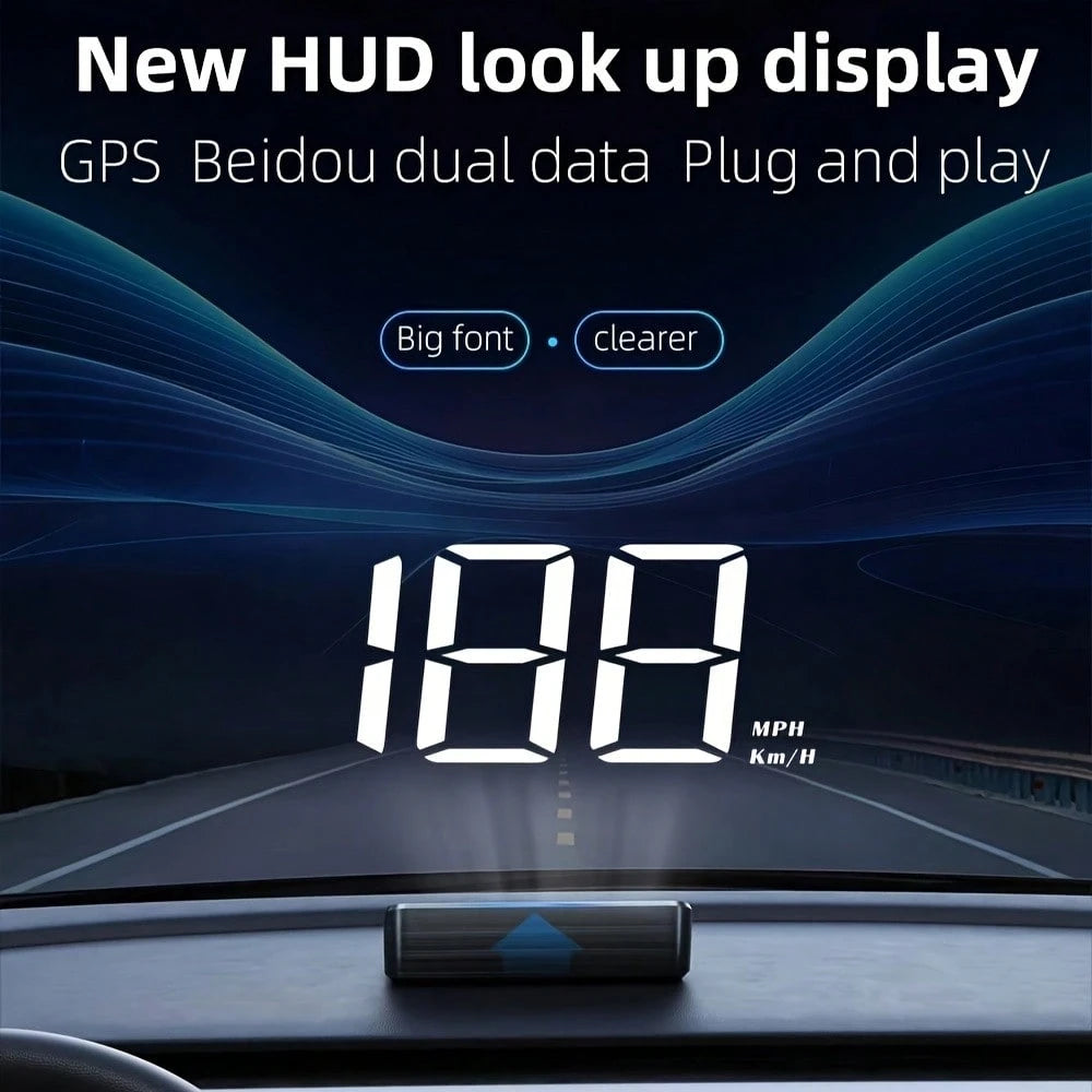 YNF M2 Upgraded Car HUD Head-Up Display, GPS Beidou Dual-Mode Real-Time Speed Monitoring, Large Font Clear Plug-And-Play Universal Vehicle Speedometer