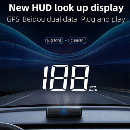 YNF M2 Upgraded Car HUD Head-Up Display, GPS Beidou Dual-Mode Real-Time Speed Monitoring, Large Font Clear Plug-And-Play Universal Vehicle Speedometer