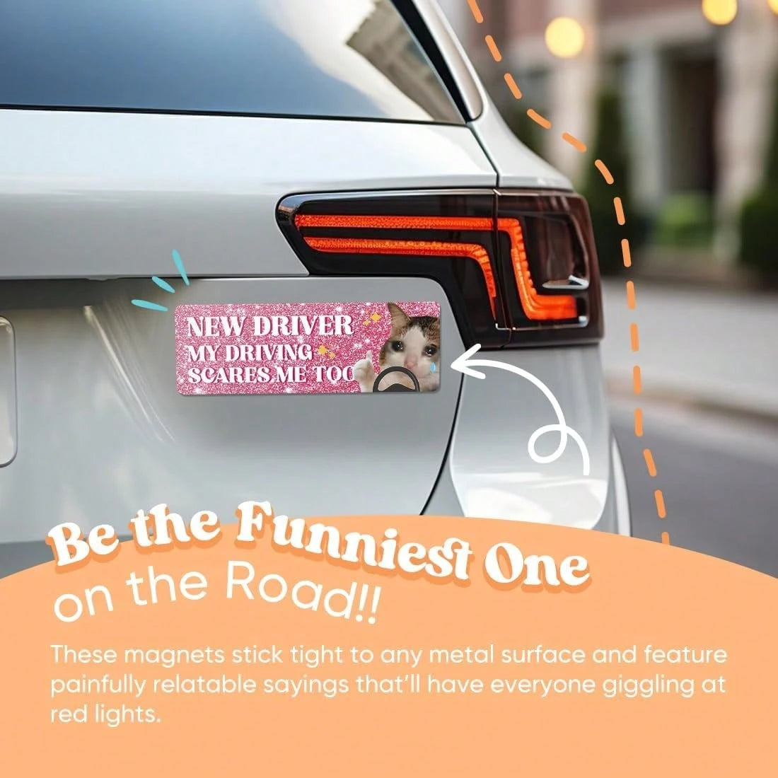 YOPPIX 5Pcs New Driver Magnet For Car, Funny Student Driver Magnet Car Stickers For Beginners, Reusable Safety Rookie Attention Sign For Students And Novices As Auxiliary Equipment
