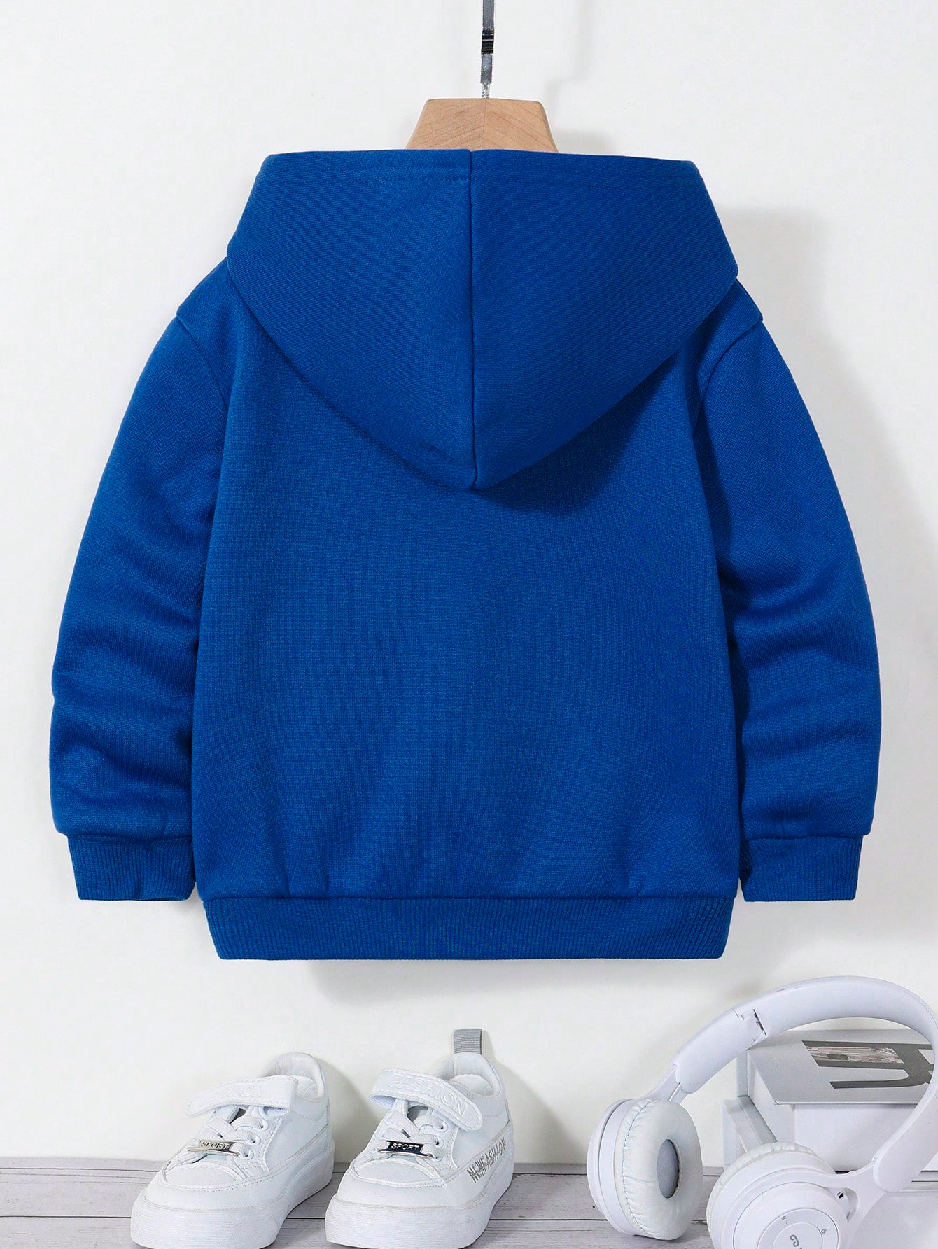 Young Boy Casual Minimalist Letter & Cartoon Puppy Print Warm Thick Long Sleeve Knitted Sweatshirt, Suitable For Autumn/Winter