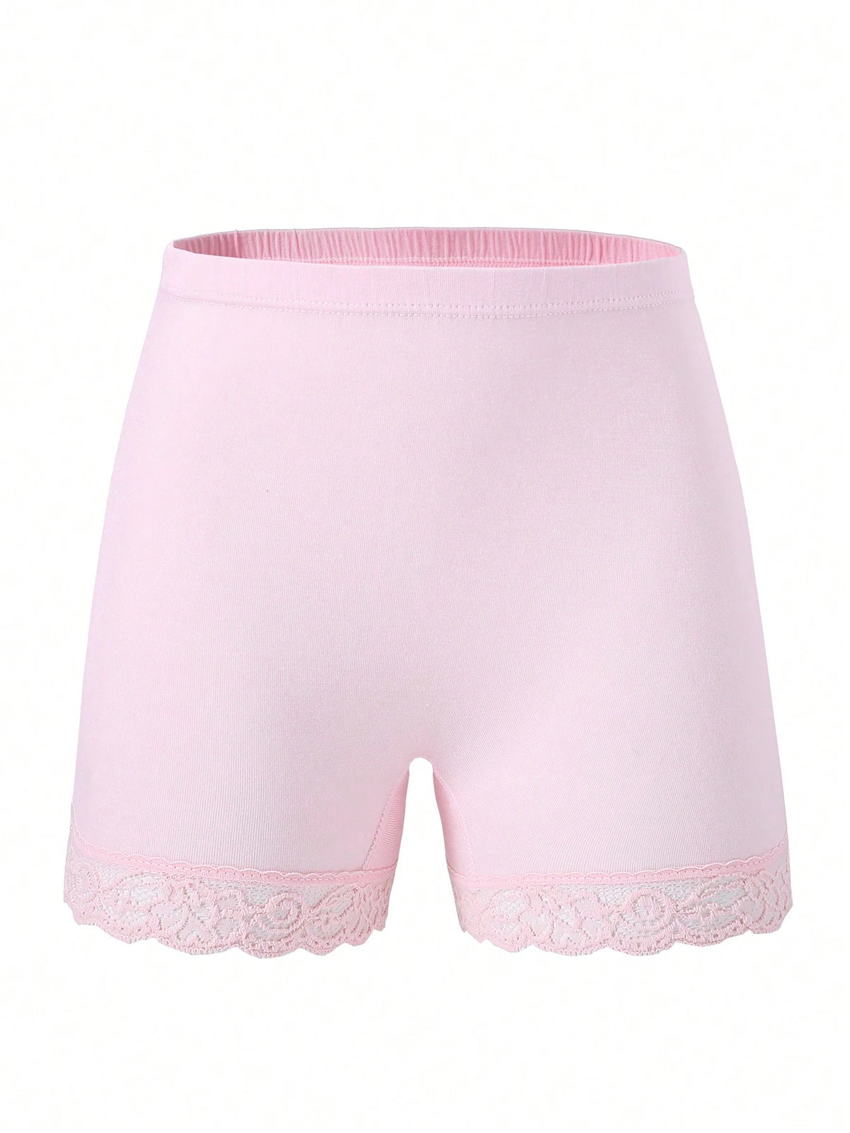 Young Girl 4pcs/Pack Lace Splice Solid Color Comfortable Boxer Briefs