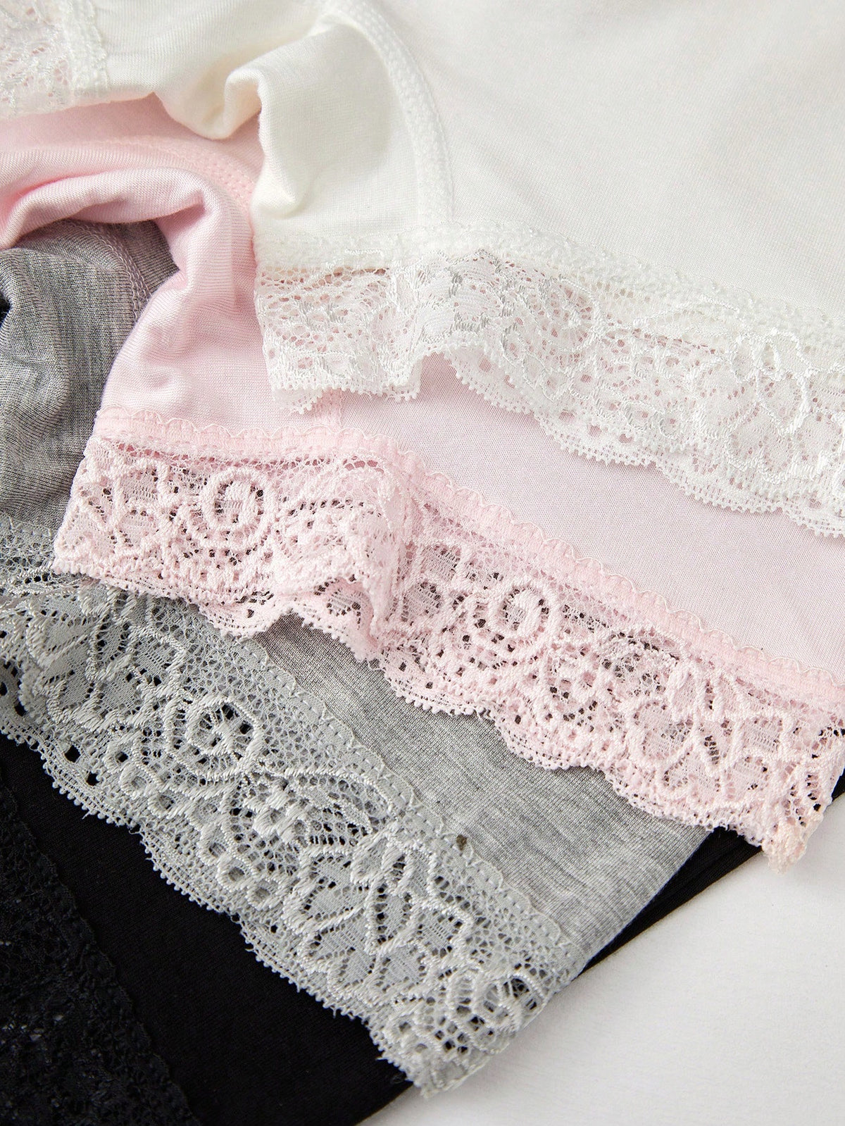 Young Girl 4pcs/Pack Lace Splice Solid Color Comfortable Boxer Briefs