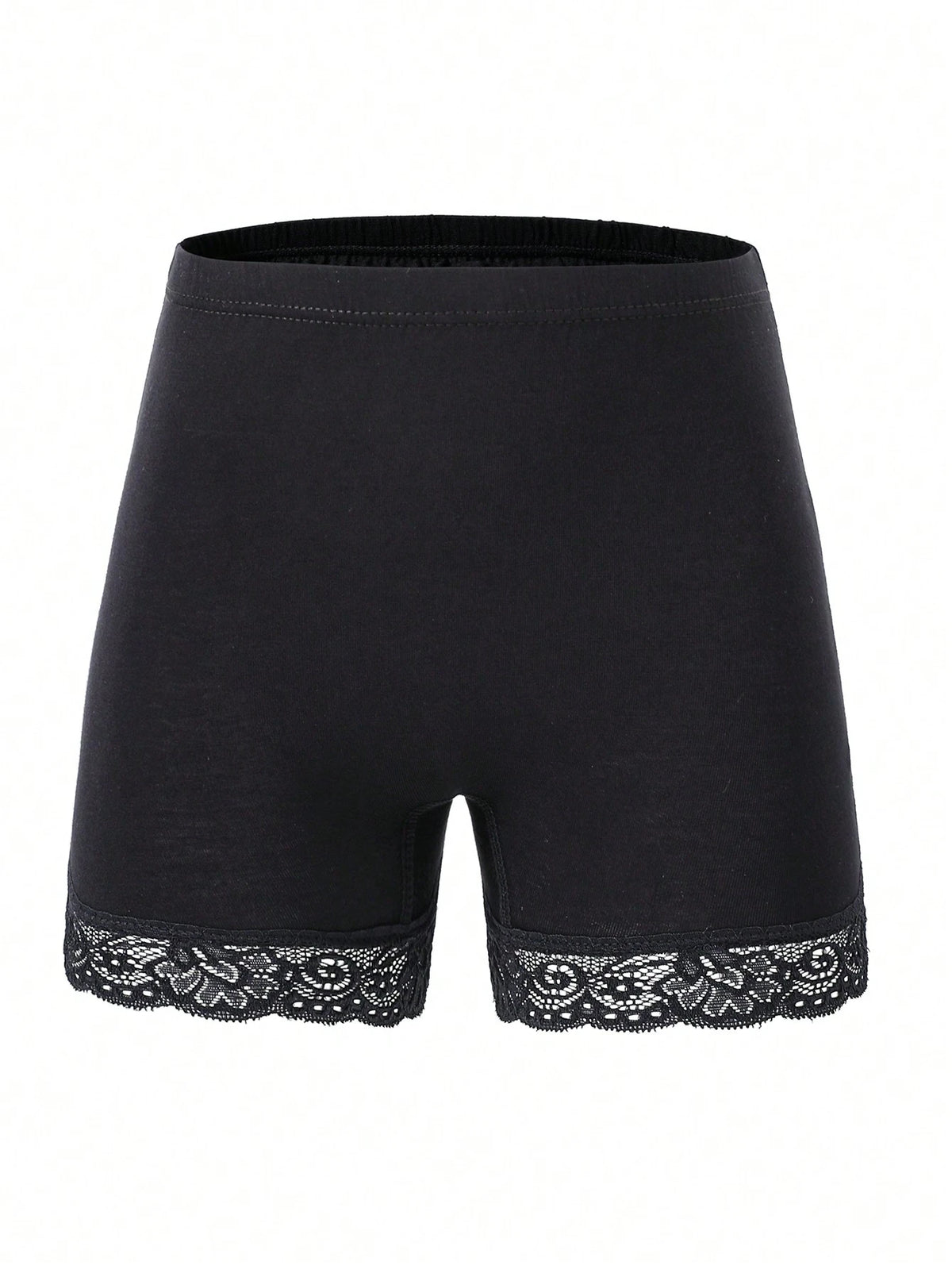 Young Girl 4pcs/Pack Lace Splice Solid Color Comfortable Boxer Briefs