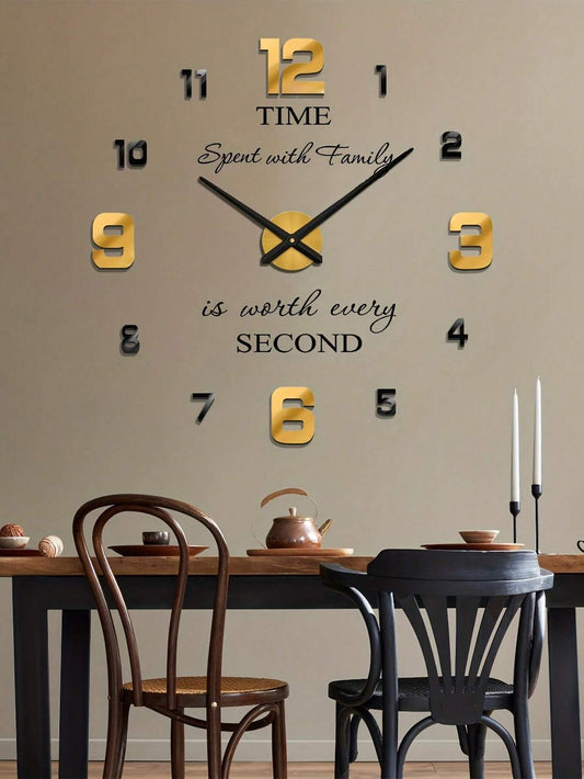 YZOK 1pc Large DIY 3D Frameless Wall Clock, Decorative Sticker DIY Clock Set, Suitable For Home Living Room Bedroom Office Wall Decor (All Seasons), Home Decor Room Decoration